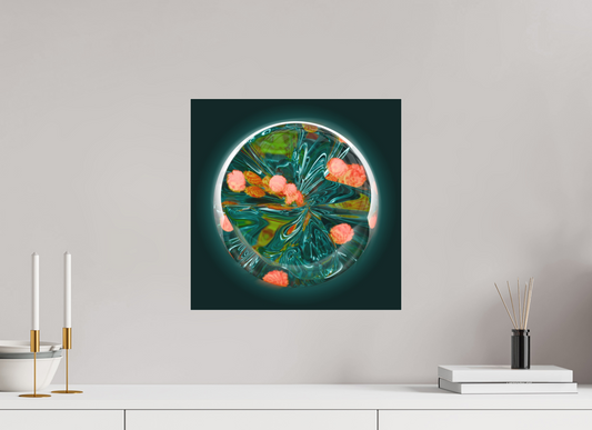 Emerald Lagoon: Dance of the Fire Corals || Acrylic Print, Wall Art, Fine Art Print, Pigment Print, Modern Art, Abstract Art, Digital Art, 3D Rendering, Corporate Art, Modern Design, Art For Offices, Investment Art